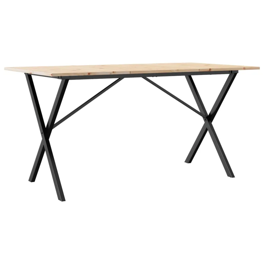 Table à manger cadre en X 160x80x75 cm bois de pin massif acier - 6