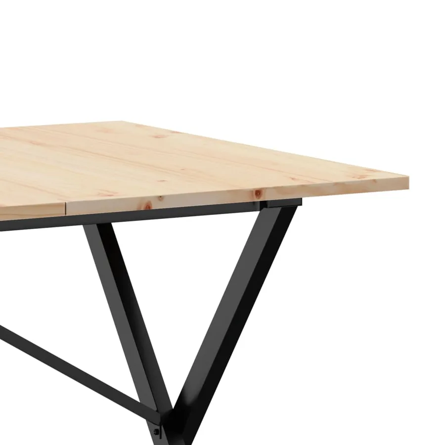 Table à manger cadre en X 160x80x75 cm bois de pin massif acier - 7