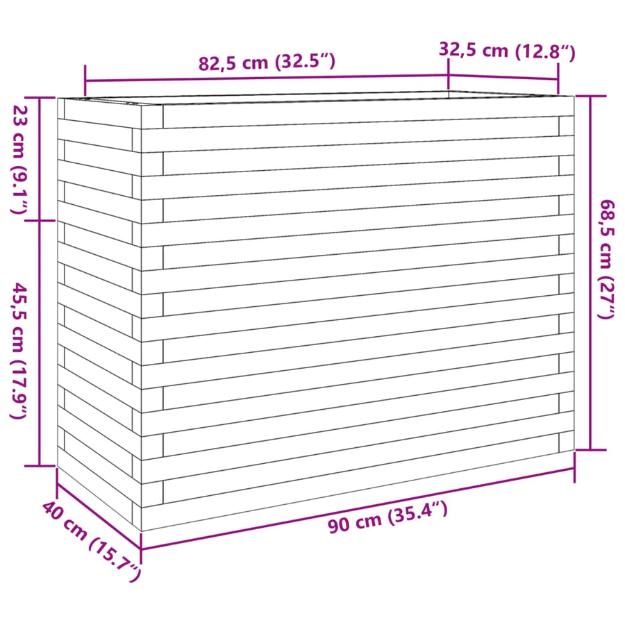 Jardinière cire marron 90x40x68,5 cm bois de pin massif - 10