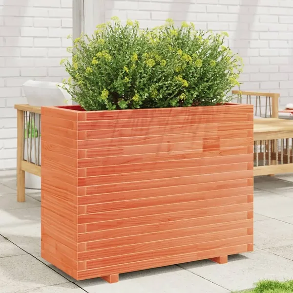 Jardinière cire marron 90x40x72,5 cm bois de pin massif