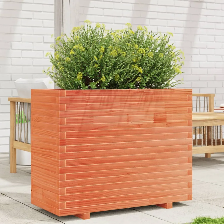 Jardinière cire marron 90x40x72,5 cm bois de pin massif - 3