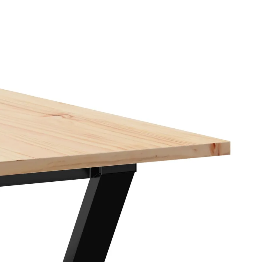 Table à manger cadre en Y 180x90x75 cm bois de pin massif acier - 7
