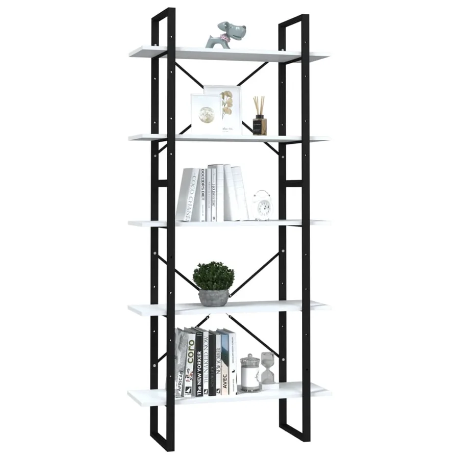 Bibliothèque à 5 niveaux Blanc 80x30x175 cm Bois d'ingénierie - 3