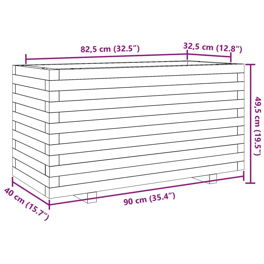Jardinière cire marron 90x40x49,5 cm bois de pin massif - 10