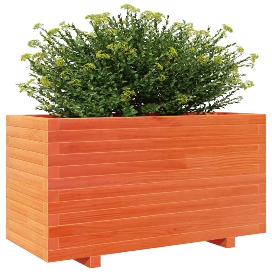 Jardinière cire marron 90x40x49,5 cm bois de pin massif - 4