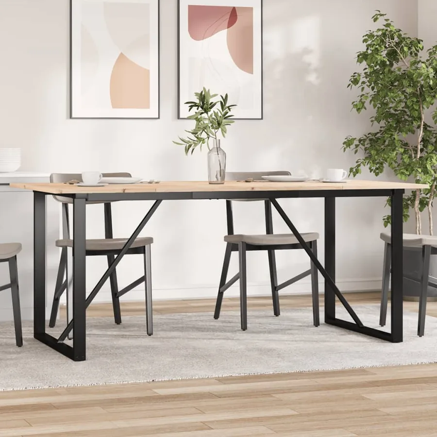 Table à manger cadre en O 180x90x75 cm bois de pin massif acier