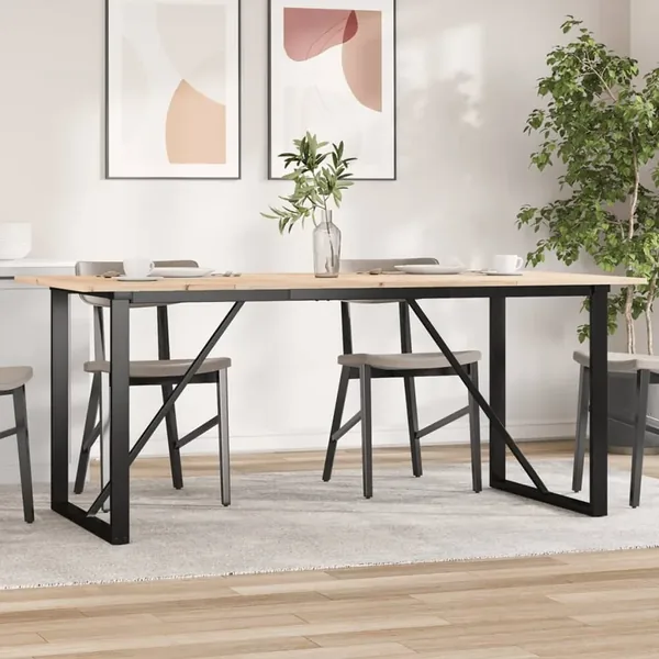 Table à manger cadre en O 180x90x75 cm bois de pin massif acier