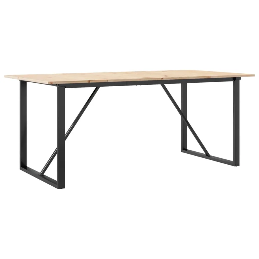 Table à manger cadre en O 180x90x75 cm bois de pin massif acier - 2