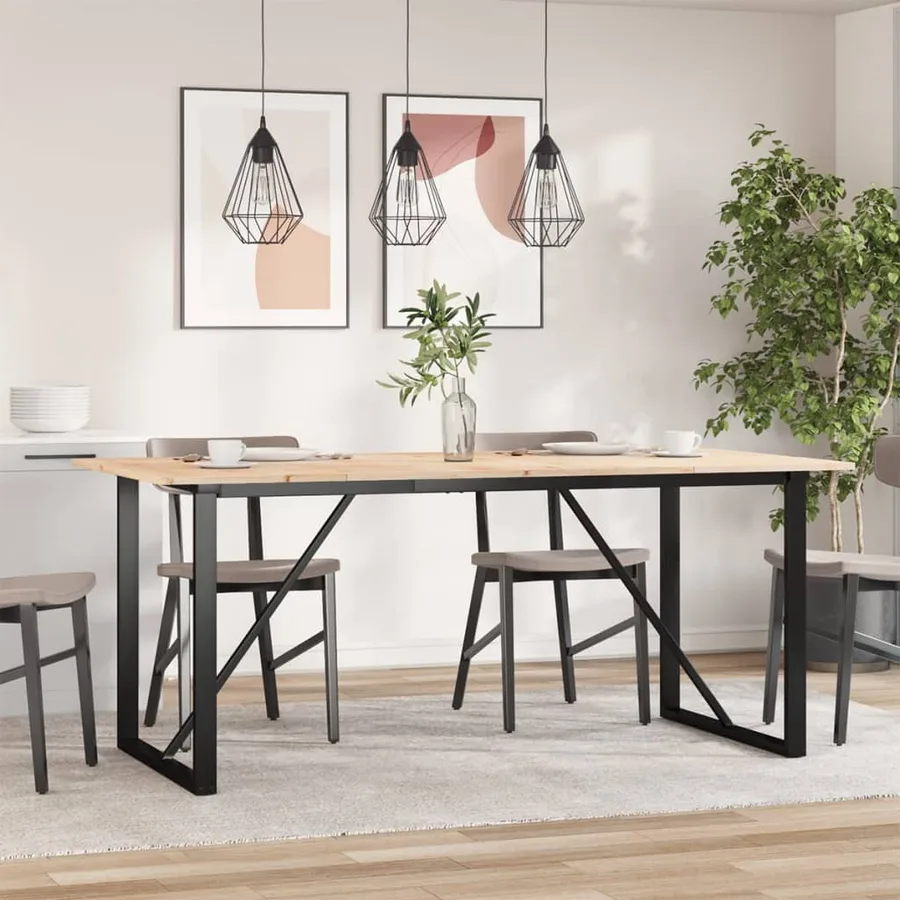 Table à manger cadre en O 180x90x75 cm bois de pin massif acier - 3