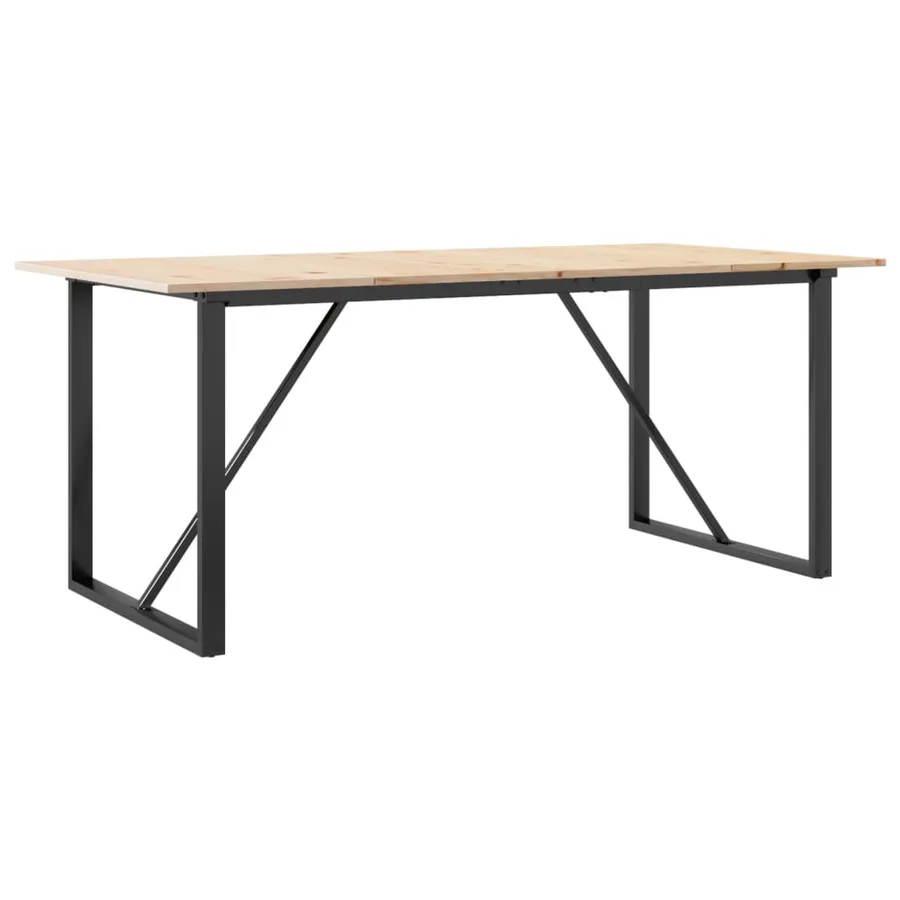 Table à manger cadre en O 180x90x75 cm bois de pin massif acier - 6
