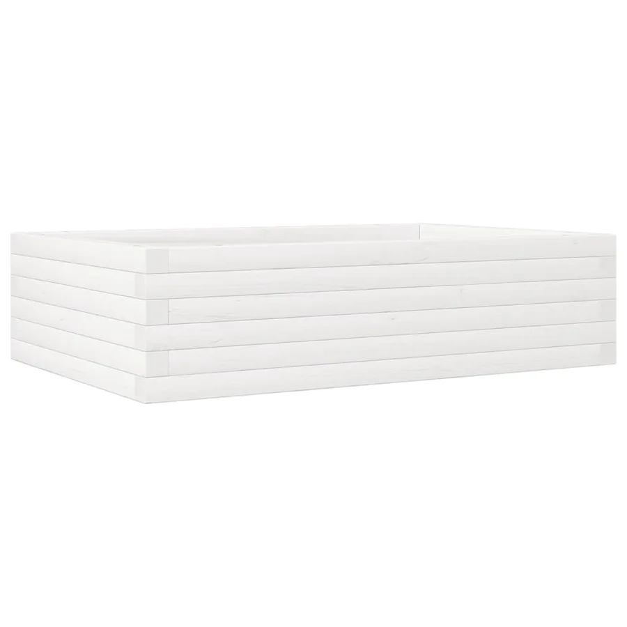 Jardinière blanc 90x60x23 cm bois de pin massif - 2