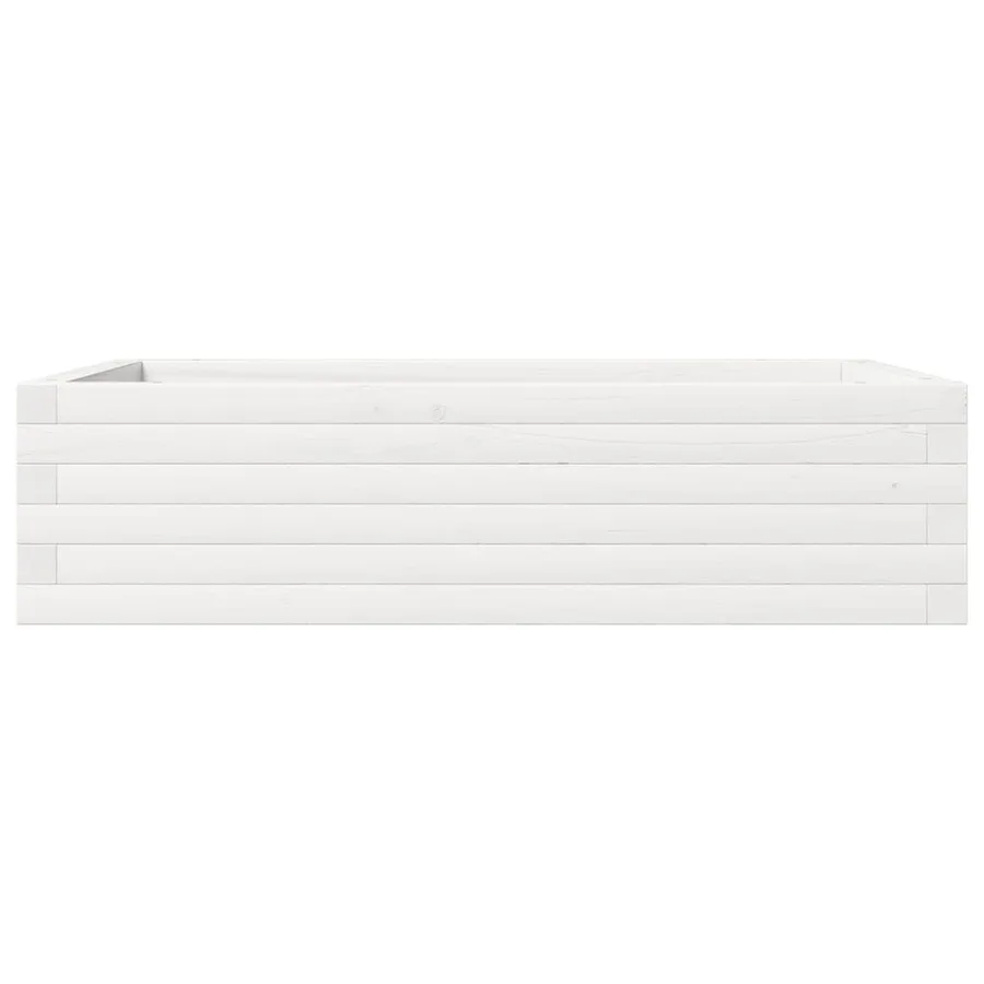 Jardinière blanc 90x60x23 cm bois de pin massif - 5