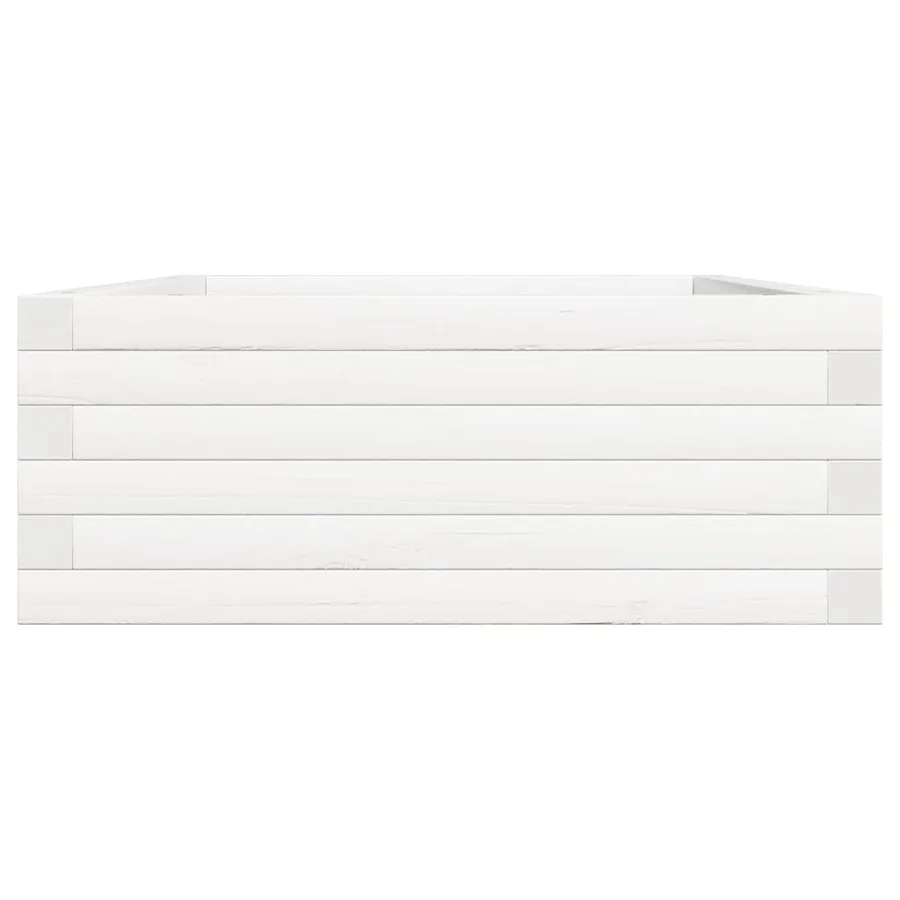 Jardinière blanc 90x60x23 cm bois de pin massif - 6