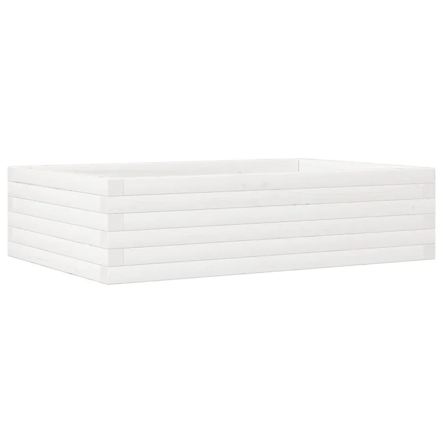 Jardinière blanc 90x60x23 cm bois de pin massif - 7