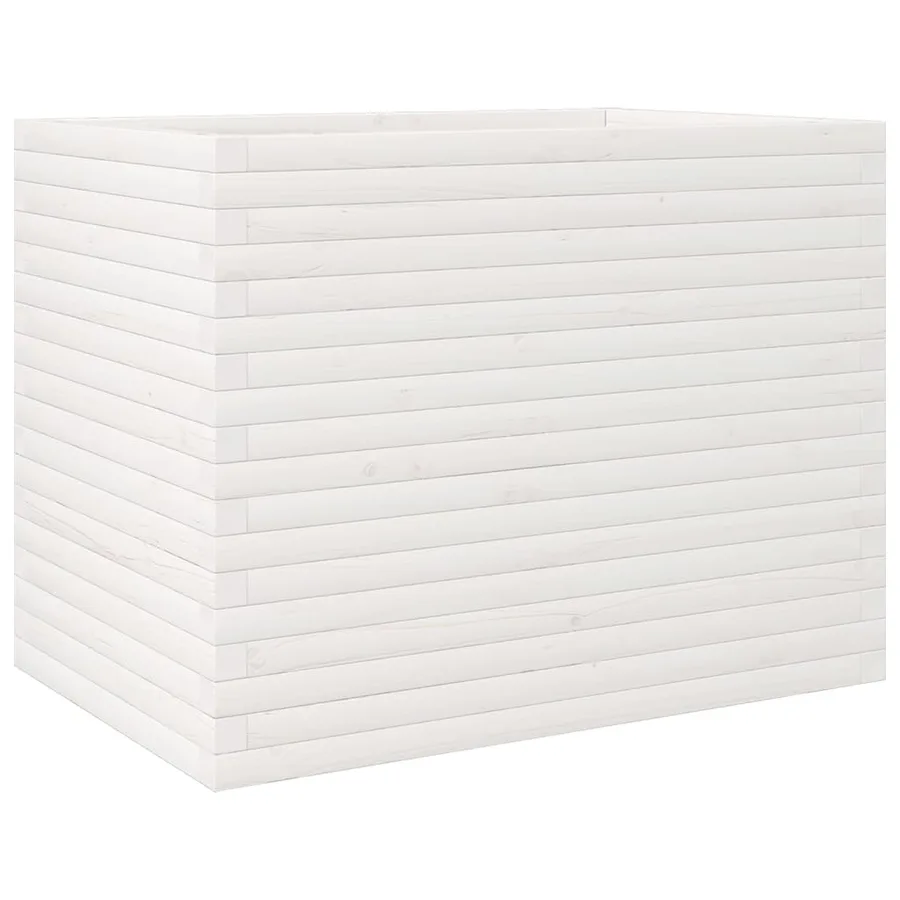 Jardinière blanc 90x60x68,5 cm bois de pin massif - 7