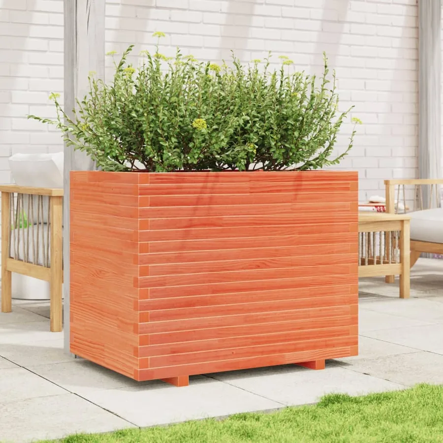 Jardinière cire marron 90x60x72,5 cm bois de pin massif - 3