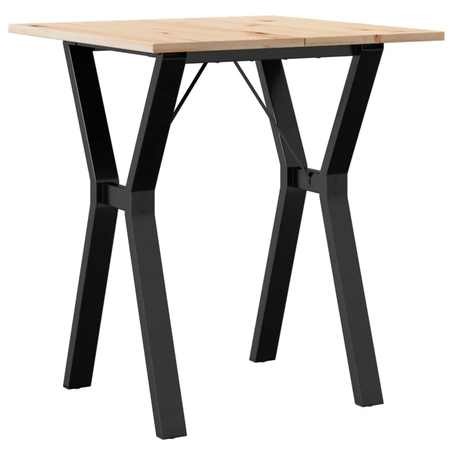 Table à manger cadre en Y 70x70x75 cm bois de pin massif acier - 6