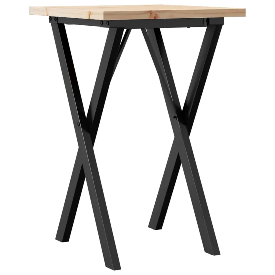 Table à manger cadre en X 50x50x75,5cm bois de pin massif acier - 2