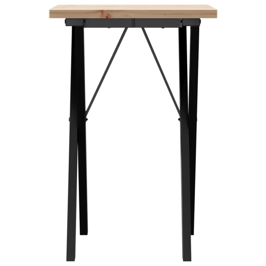 Table à manger cadre en X 50x50x75,5cm bois de pin massif acier - 4