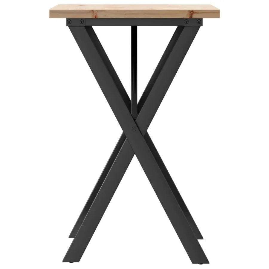 Table à manger cadre en X 50x50x75,5cm bois de pin massif acier - 5