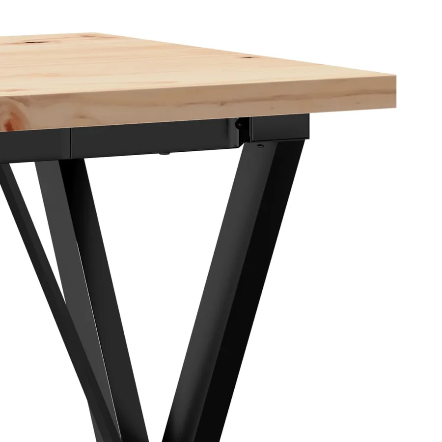 Table à manger cadre en X 50x50x75,5cm bois de pin massif acier - 7