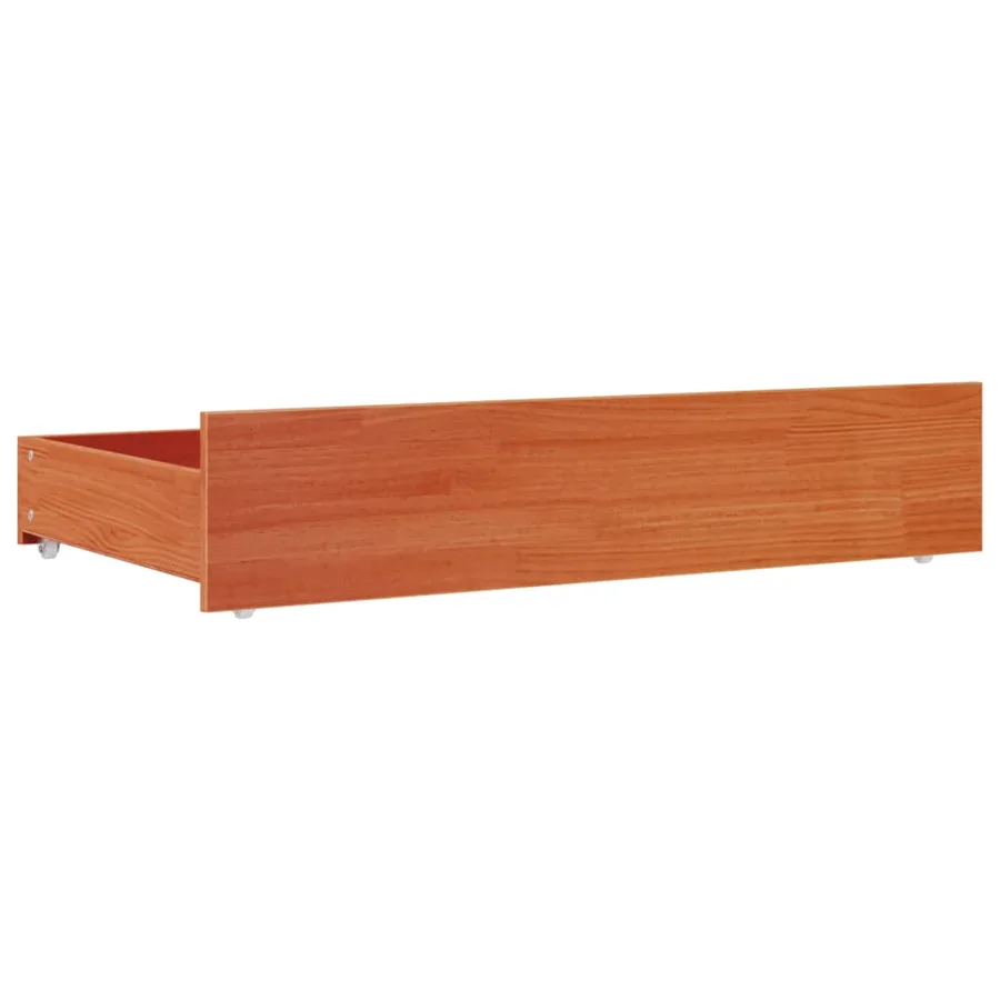 Tiroirs de lit 4 pcs cire marron bois de pin massif - 4