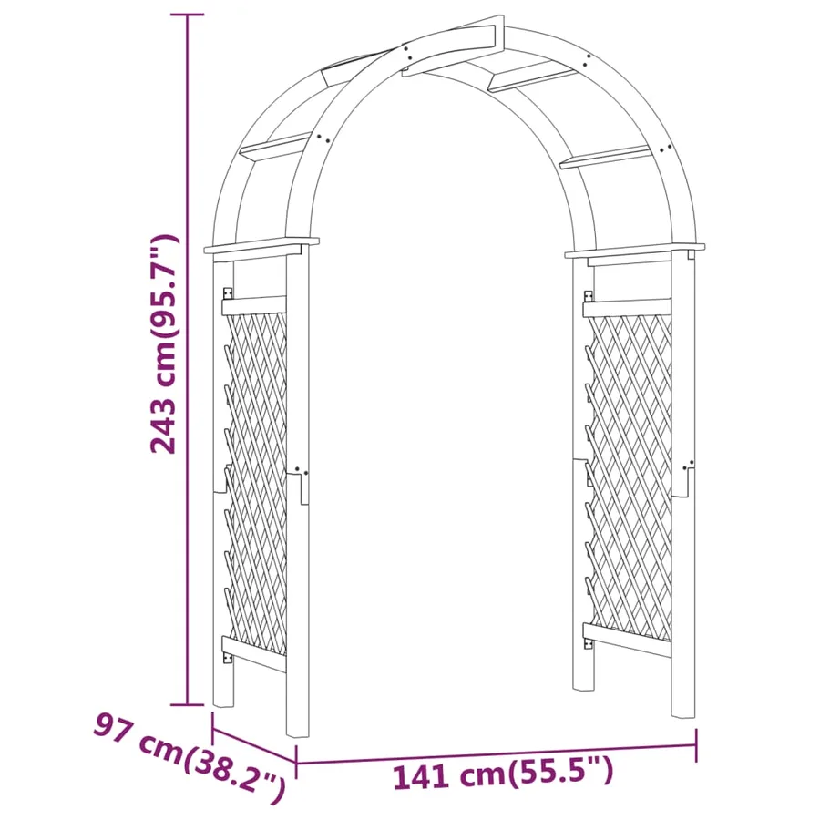Arche avec treillis 141x97x243 cm Bois de pin massif imprégné - 6