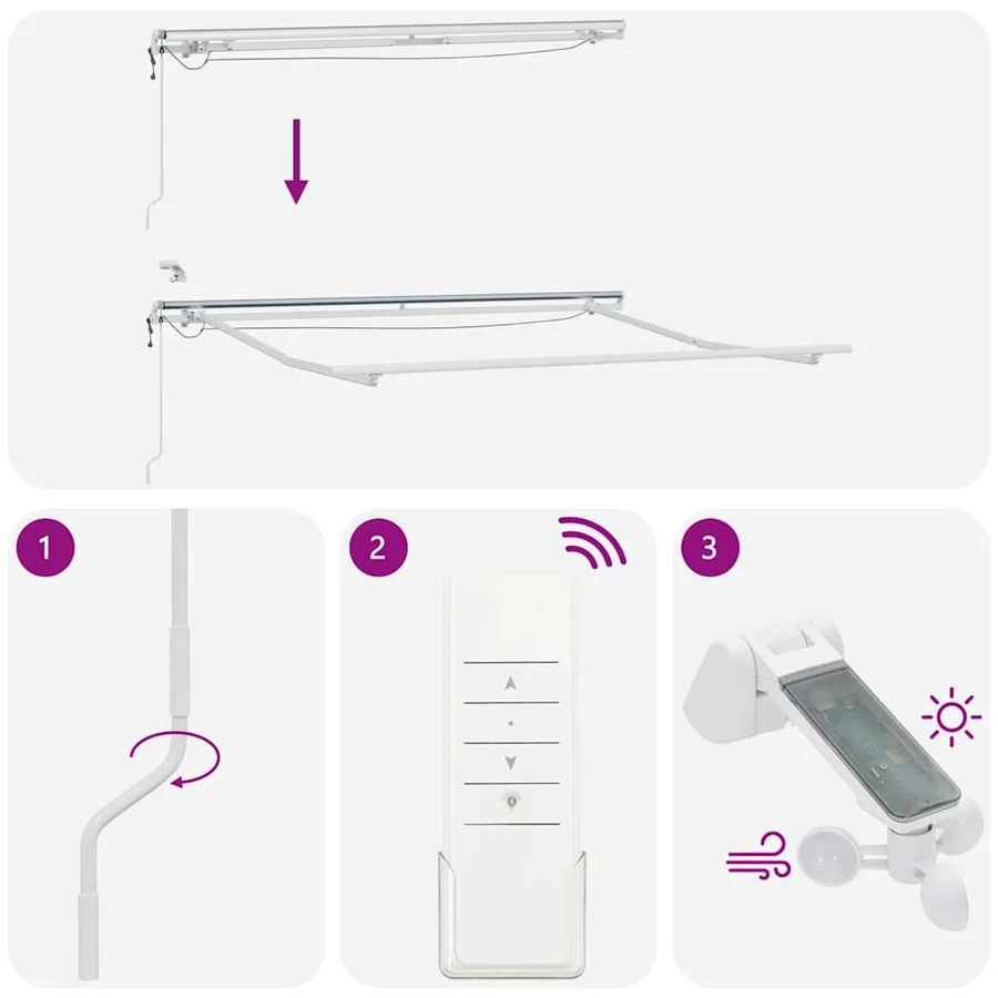 Auvent rétractable automatique avec LED anthracite et blanc - 10