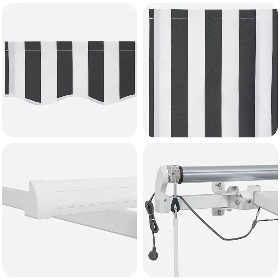 Auvent rétractable automatique avec LED anthracite et blanc - 12