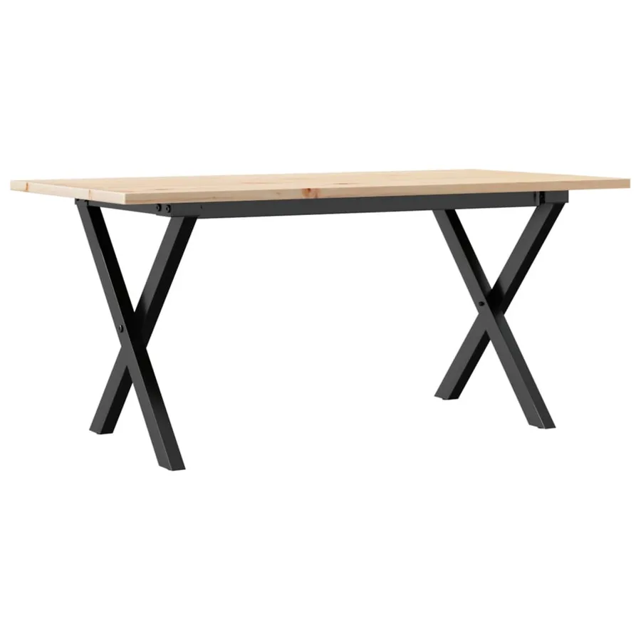 Table basse cadre en X 90x40x45 cm bois de pin massif et acier - 6