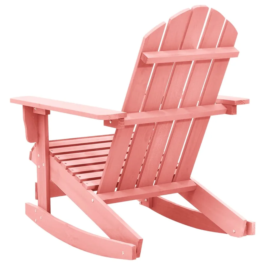 Chaise à bascule de jardin Adirondack bois de sapin massif rose - 4