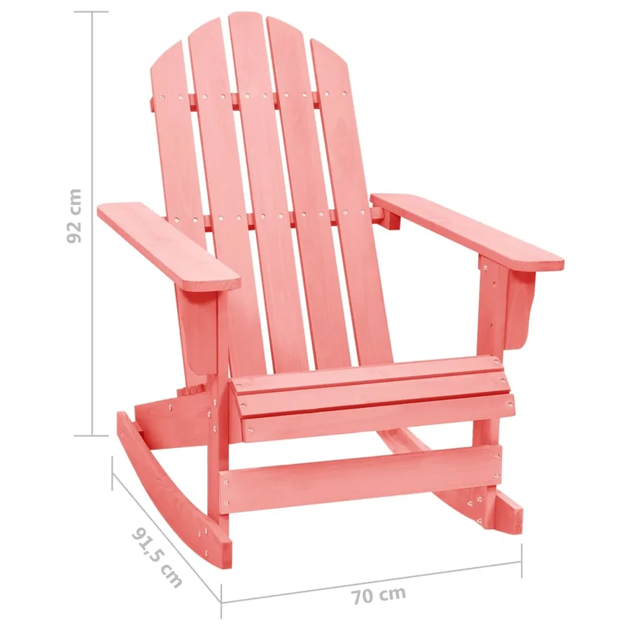 Chaise à bascule de jardin Adirondack bois de sapin massif rose - 6