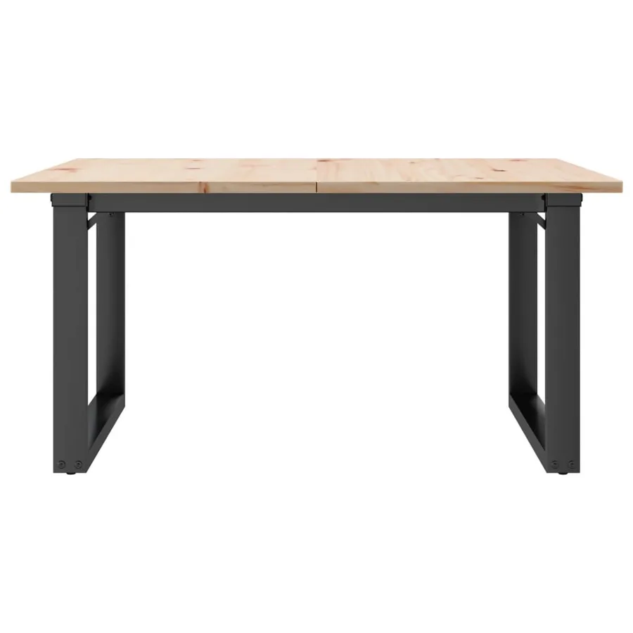 Table basse cadre en O 90x90x45 cm bois de pin massif et acier - 4