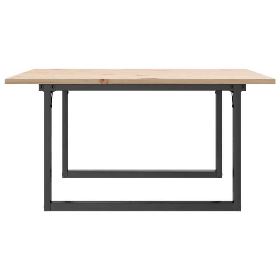 Table basse cadre en O 90x90x45 cm bois de pin massif et acier - 5