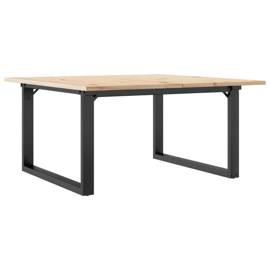 Table basse cadre en O 90x90x45 cm bois de pin massif et acier - 6