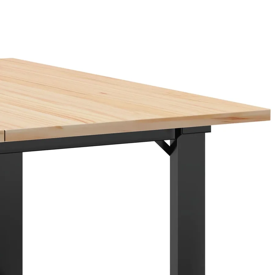 Table basse cadre en O 90x90x45 cm bois de pin massif et acier - 7