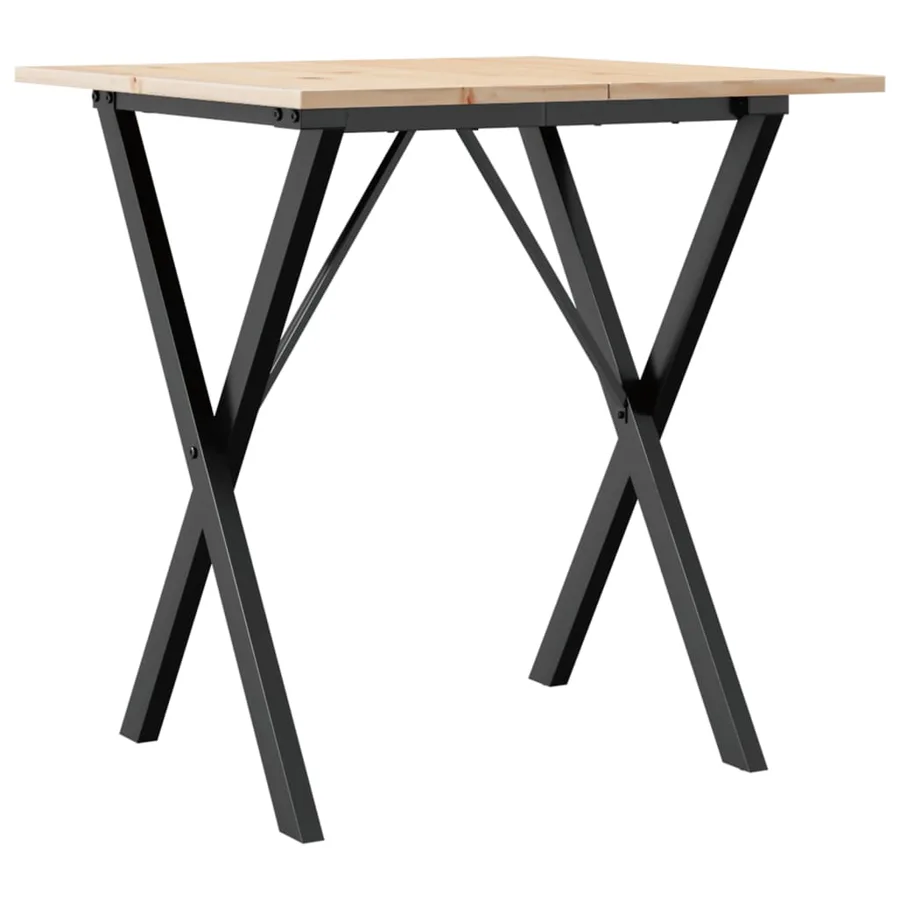 Table à manger cadre en X 60x60x75 cm bois de pin massif acier - 2