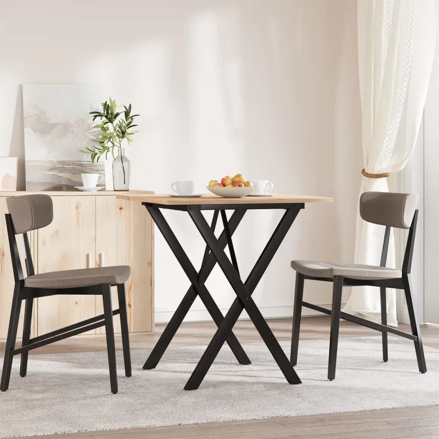 Table à manger cadre en X 60x60x75 cm bois de pin massif acier - 3