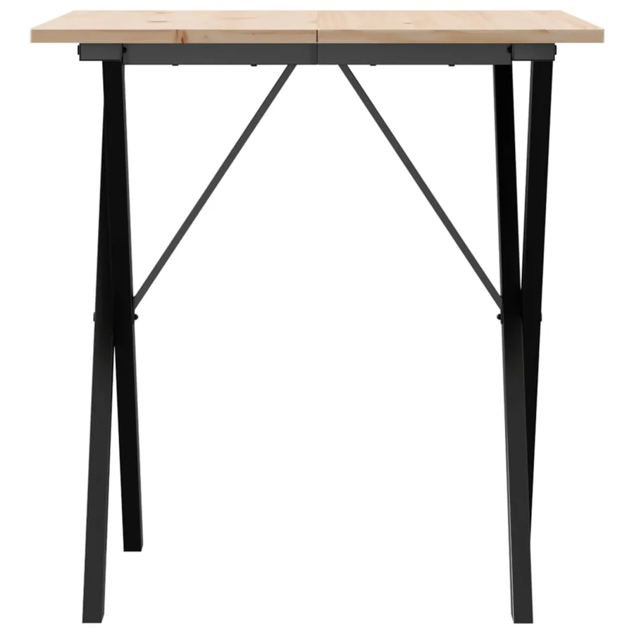 Table à manger cadre en X 60x60x75 cm bois de pin massif acier - 4