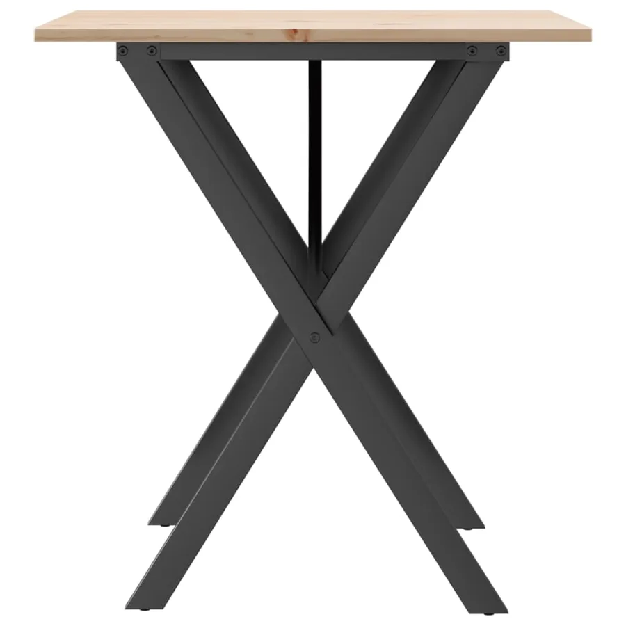 Table à manger cadre en X 60x60x75 cm bois de pin massif acier - 5