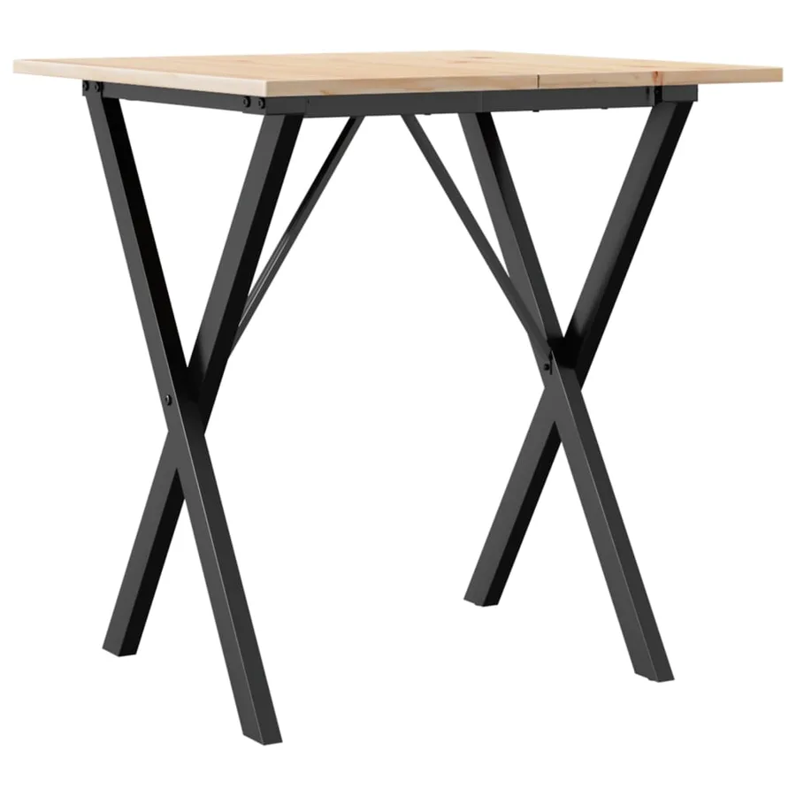 Table à manger cadre en X 60x60x75 cm bois de pin massif acier - 6