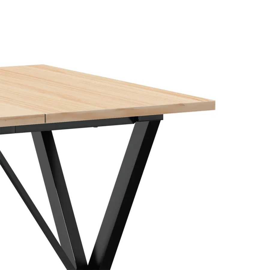 Table à manger cadre en X 60x60x75 cm bois de pin massif acier - 7
