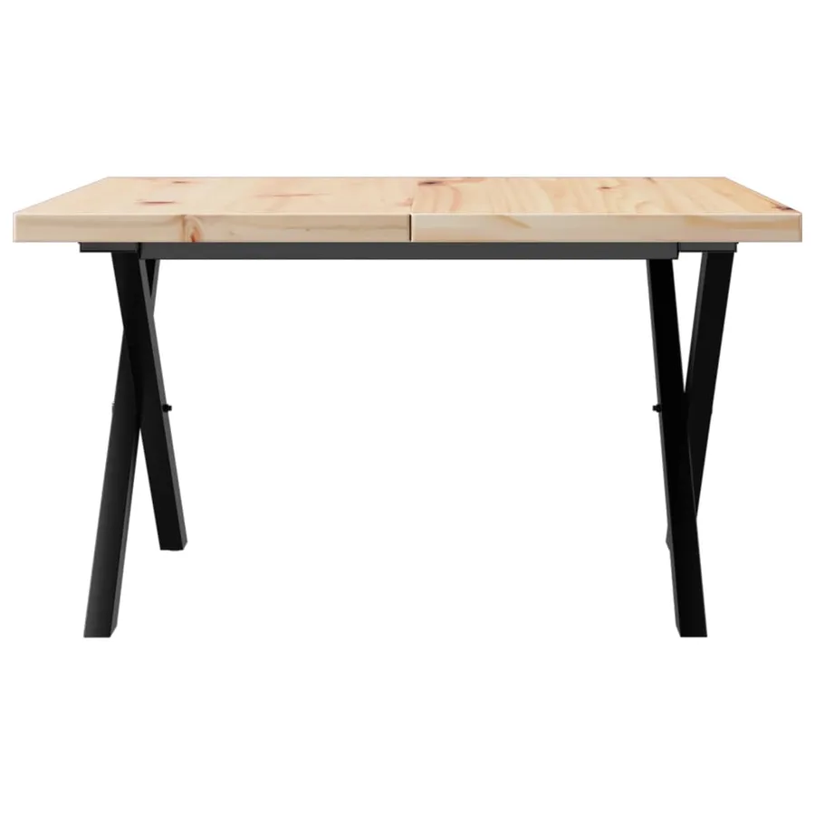 Table basse cadre en X 60x60x40,5cm bois de pin massif et acier - 4