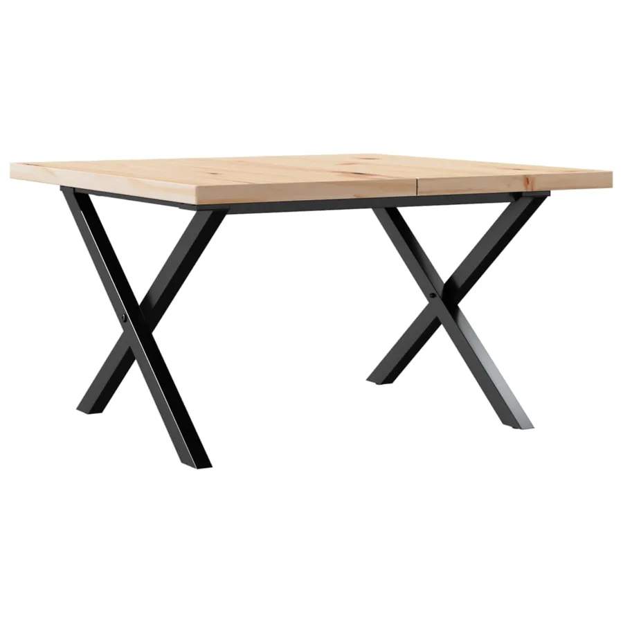 Table basse cadre en X 60x60x40,5cm bois de pin massif et acier - 6