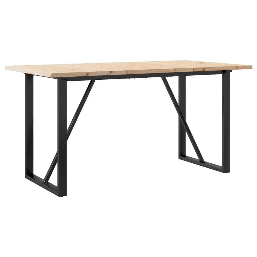Table à manger cadre en O 160x80x75,5 cm bois pin massif acier - 2