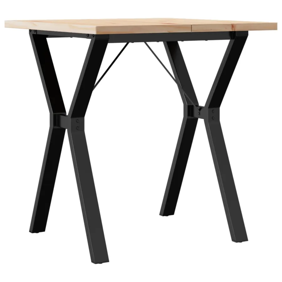 Table à manger cadre en Y 70x70x75,5cm bois de pin massif acier - 2