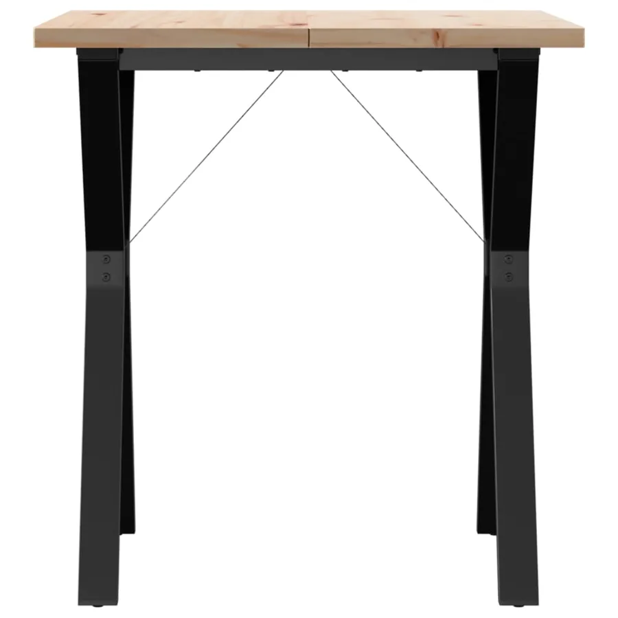 Table à manger cadre en Y 70x70x75,5cm bois de pin massif acier - 4