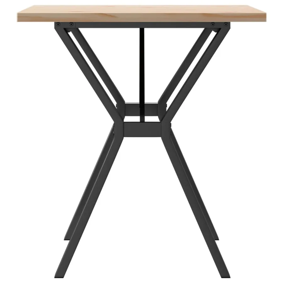 Table à manger cadre en Y 70x70x75,5cm bois de pin massif acier - 5