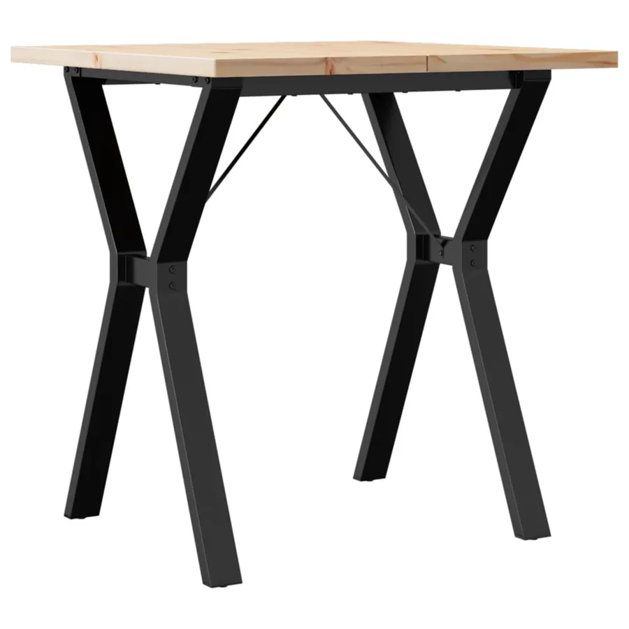 Table à manger cadre en Y 70x70x75,5cm bois de pin massif acier - 6