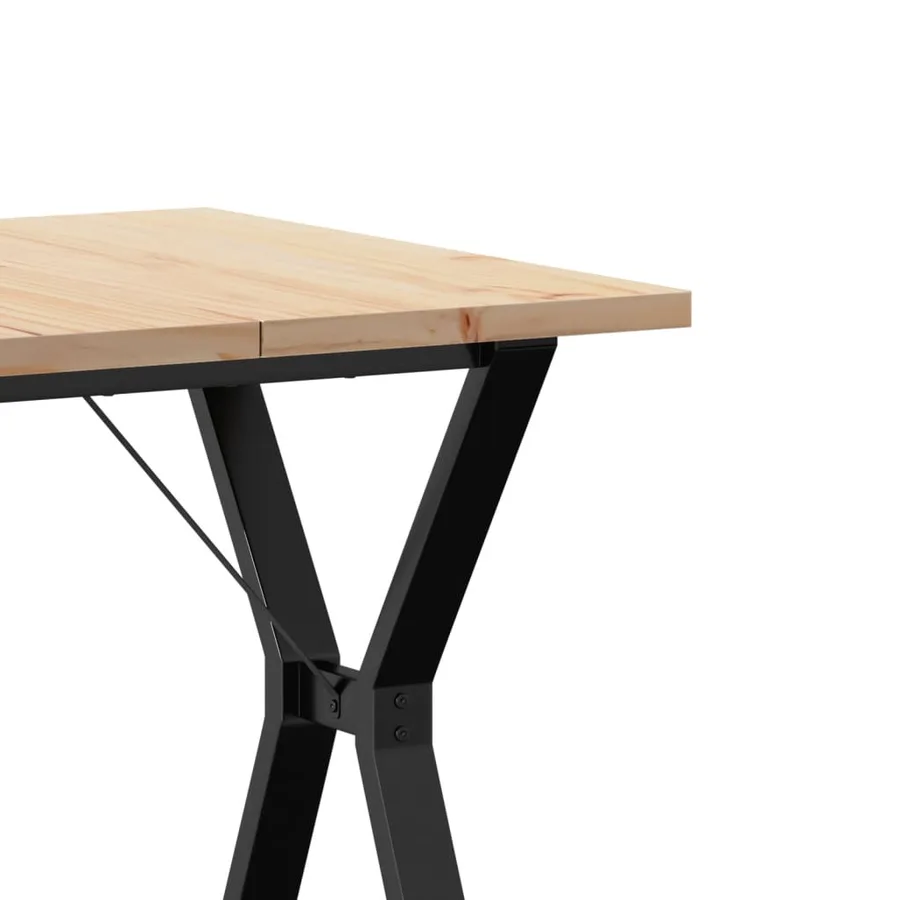 Table à manger cadre en Y 70x70x75,5cm bois de pin massif acier - 7